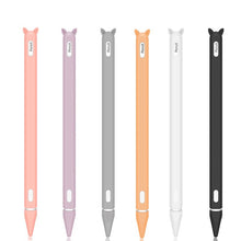 Load image into Gallery viewer, Cute Cat Ear Anti-scroll Silicone Protective Pouch Cap Holder Nib Cover Protective case Skin For Apple Pencil 2 for iPad Pencil
